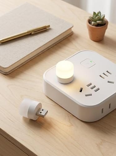 Mini USB LED Night Light Pure White Pack of 2