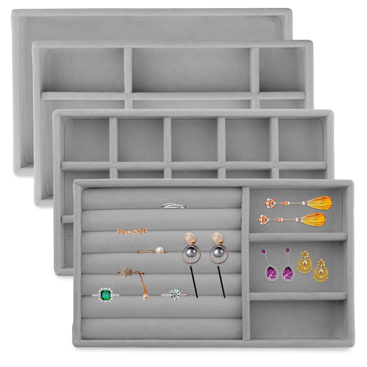 4 Packs(Pis) Velvet Jewellery Tray
